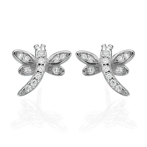 Cubic Zirconia Dragonfly Stud Earrings