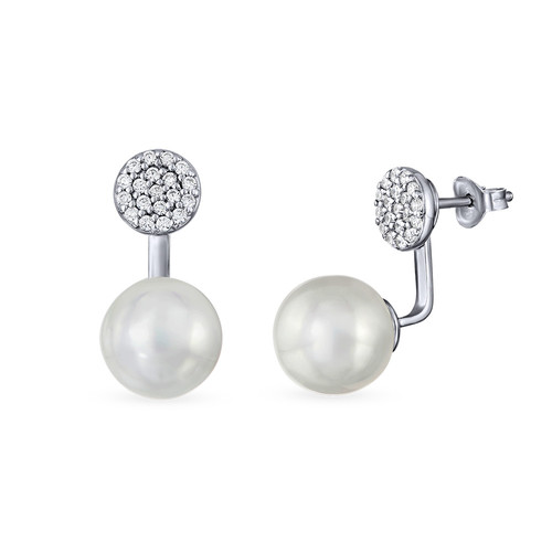 Cubic Zirconia and Pearl Drop Earrings