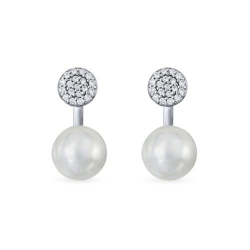 Cubic Zirconia and Pearl Drop Earrings