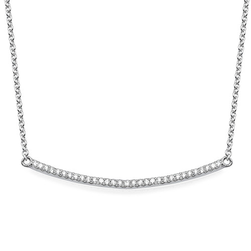 Curved Bar Necklace with Cubic Zirconia