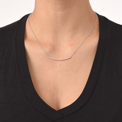 Curved Bar Necklace with Cubic Zirconia