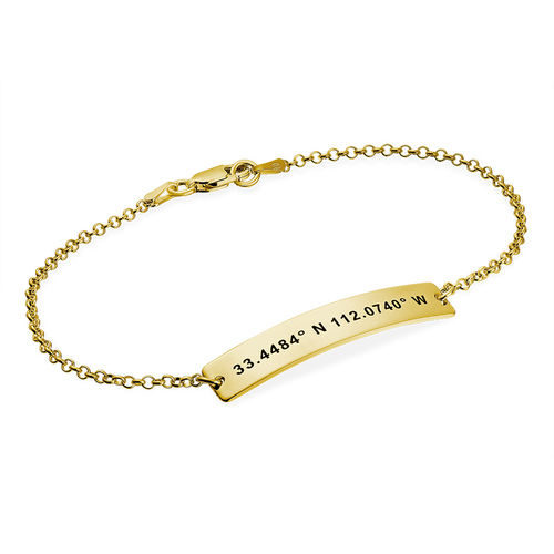 Custom Coordinates Bracelet in Gold Plating