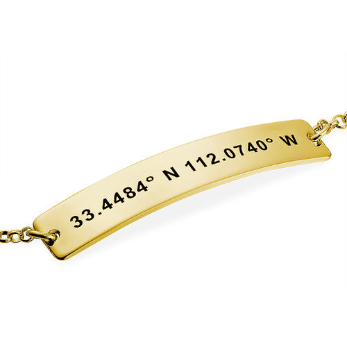 Custom Coordinates Bracelet in Gold Plating