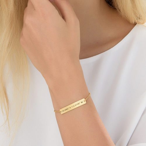 Custom Coordinates Bracelet in Gold Plating