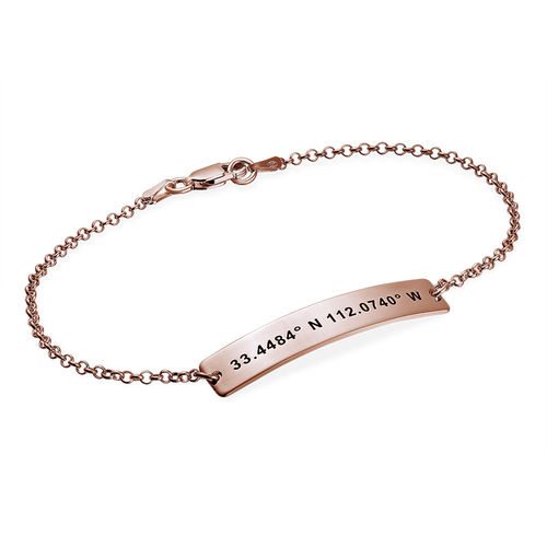 Custom Coordinates Bracelet in Rose Gold Plating