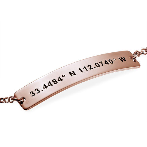 Custom Coordinates Bracelet in Rose Gold Plating