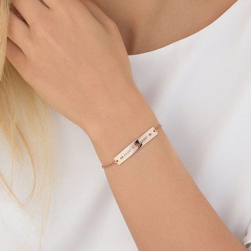 Custom Coordinates Bracelet in Rose Gold Plating