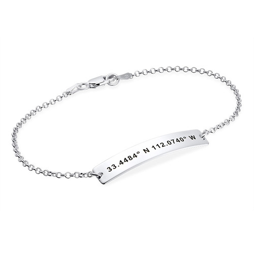 Custom Coordinates Bracelet in Silver