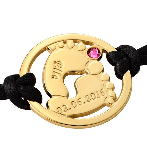 Cut Out Baby Feet Bracelet with Gold Plating