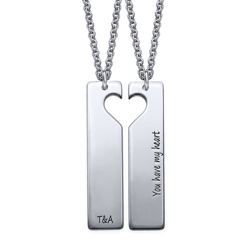 Cut Out Heart Bar Necklace Set