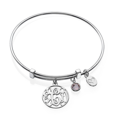 Cut Out Monogram Bangle with Charms