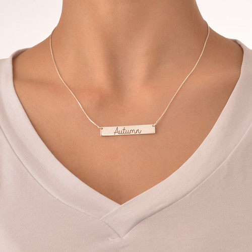 Cut Out Name Bar Necklace