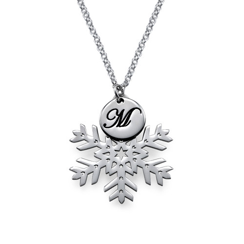 Cut Out Snowflake Necklace with Initial Pendant