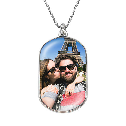 Dog tag photo necklace in Sterling Silver