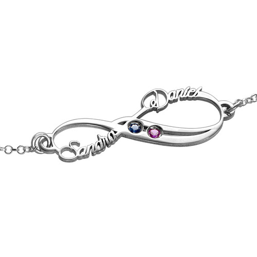 Infinity Name Bracelet with Birthstones