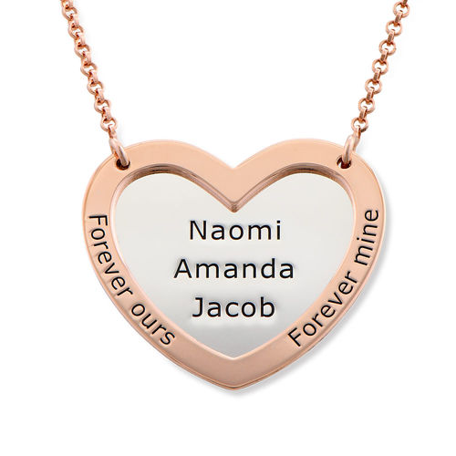 Double Heart Necklace in Silver and Rose Gold Plating