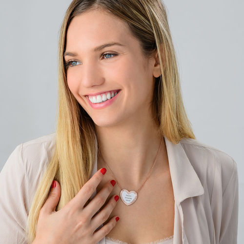 Double Heart Necklace in Silver and Rose Gold Plating