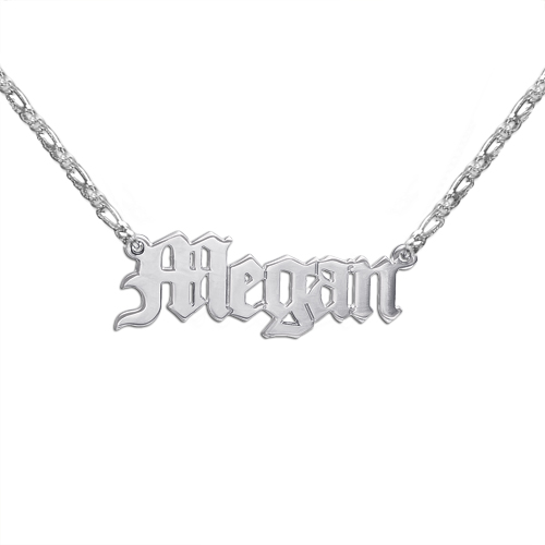 Double Thickness Old English Style Name Necklace