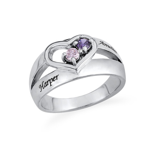 Dual Birthstone Heart Ring