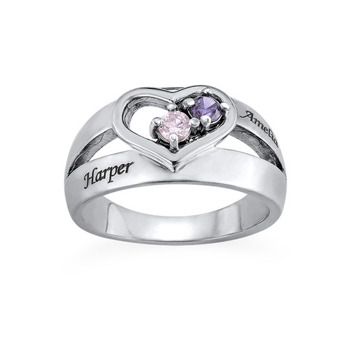 Dual Birthstone Heart Ring