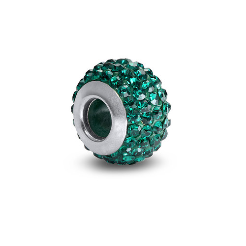 Emerald Birthstone Bead with Cubic Zirconia