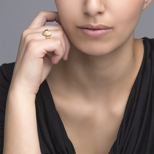 Engraved Baby Feet Ring with Gold Plating