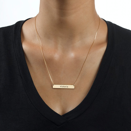 Personalized Gold Bar Necklace