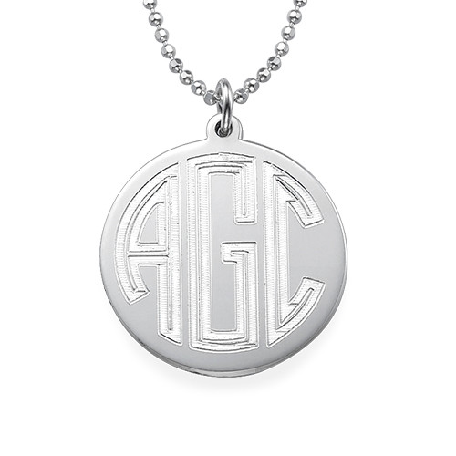 Engraved Block Monogram Necklace