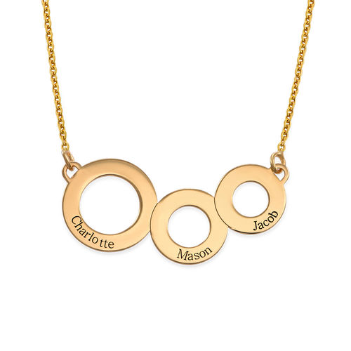 Engraved Circles Necklace with Gold Plating