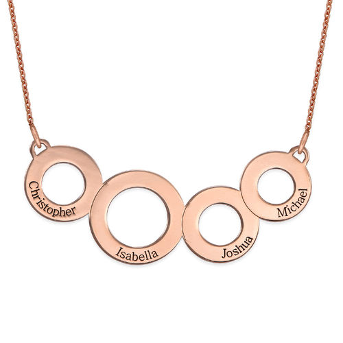 Engraved Circles Necklace with Rose Gold Plating