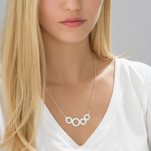 Engraved Circles Necklace in Sterling Silver