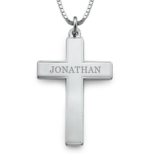 Engraved Cross Necklace for Men