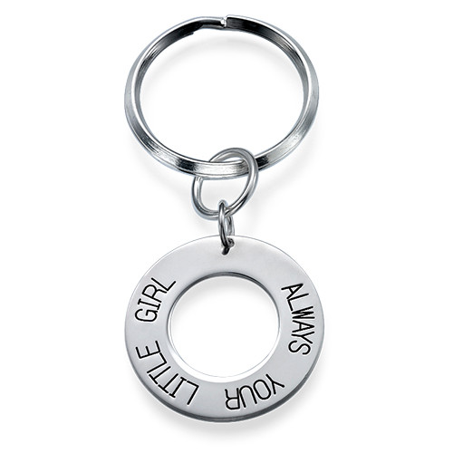 Engraved Disc Keychain in Sterling Silver