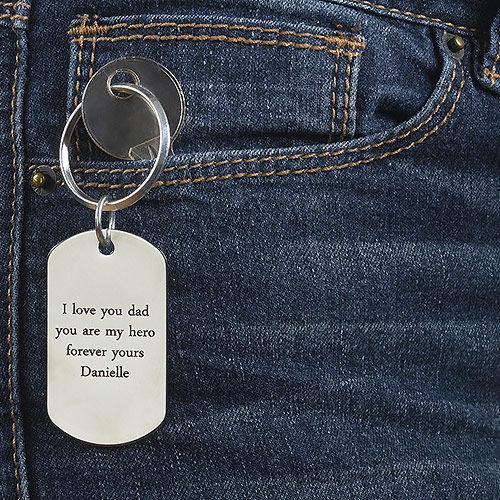 Engraved Dog Tag Keychain