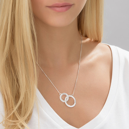 Engraved Eternity Circles Necklace in Silver