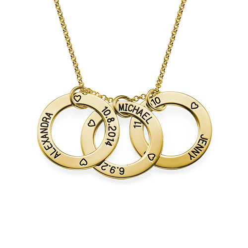 Engraved Family Circle Necklace - Gold Plated