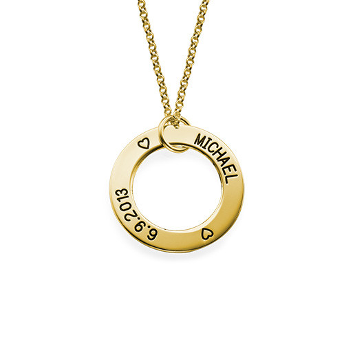 Engraved Family Circle Necklace - Gold Plated