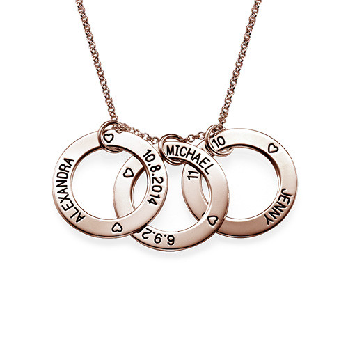 Engraved Family Circle Necklace - Rose Gold Plated