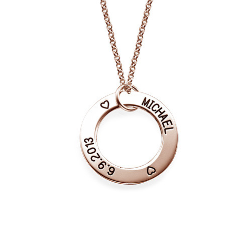 Engraved Family Circle Necklace - Rose Gold Plated