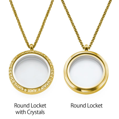 Engraved Floating Charms Locket - “For Mom or Grandma” with Gold Plating