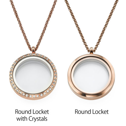 Engraved Floating Charms Locket with Rose Gold Plating - "For Mom or Grandma"