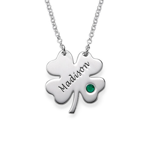 Engraved Four Leaf Clover Necklace