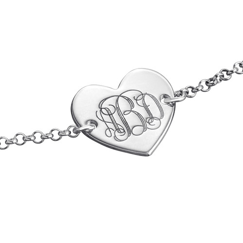 Engraved Heart Bracelet with Monogram