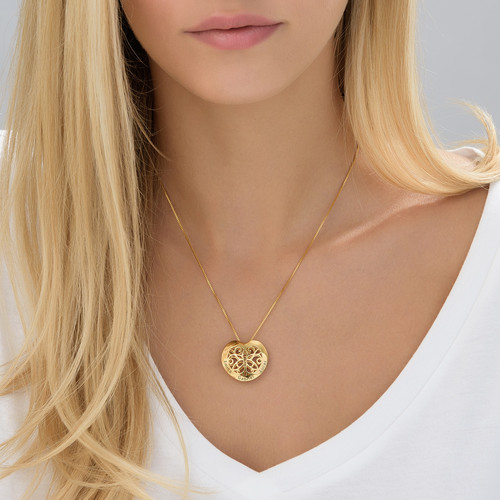 Engraved Heart Necklace in Gold Plating