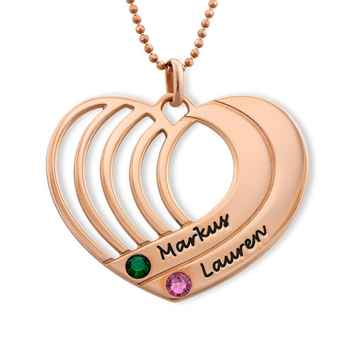 Engraved Heart Necklace in Rose Gold Plating