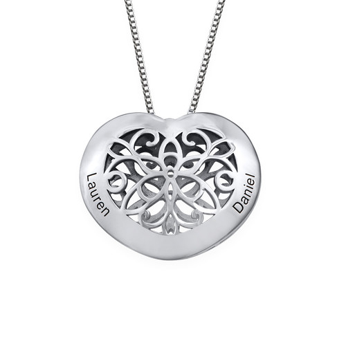 Engraved Heart Necklace in Silver