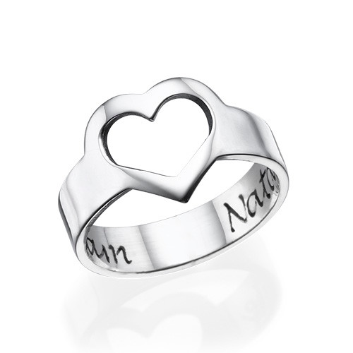 Engraved Heart Ring in Sterling Silver