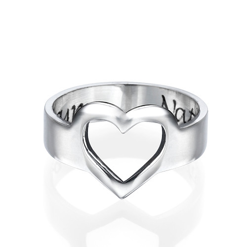 Engraved Heart Ring in Sterling Silver