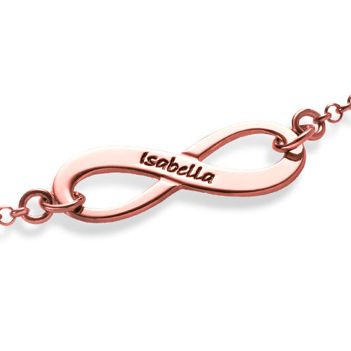 Engraved Infinity Bracelet with Rose Gold Plating