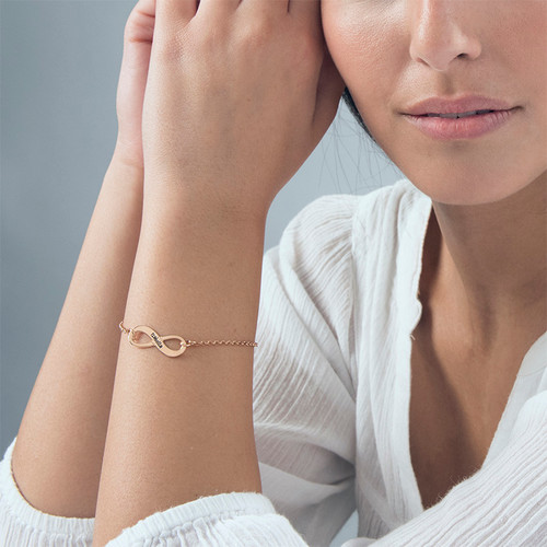 Engraved Infinity Bracelet with Rose Gold Plating